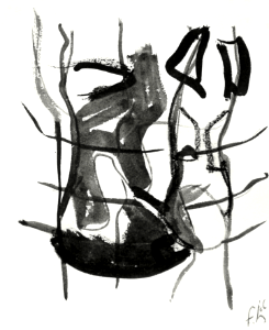 2006 - 'Small letter in Image - Art Trialogue no. 1' small abstract Indian ink drawing art on paper; Dutch artist Fons Heijnsbroek; public domain, free print download. Free illustration for personal and commercial use.
