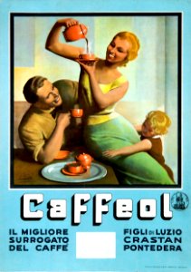 BOCCASILE, Gino (1901-1952). 🇮🇹 Caffeol, Il migliore surrogato del caffè, c. 1930s.. Free illustration for personal and commercial use.