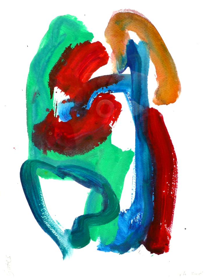 2008 - 'Gates, of 2008', a small watercolor painting on paper, made in gouache paint; artist Fons Heijnsbroek