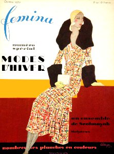 BENIGNI, Léon (1892-1948). "Modes d'Hiver", Cover of Femina magazine, Oct. 1930.
