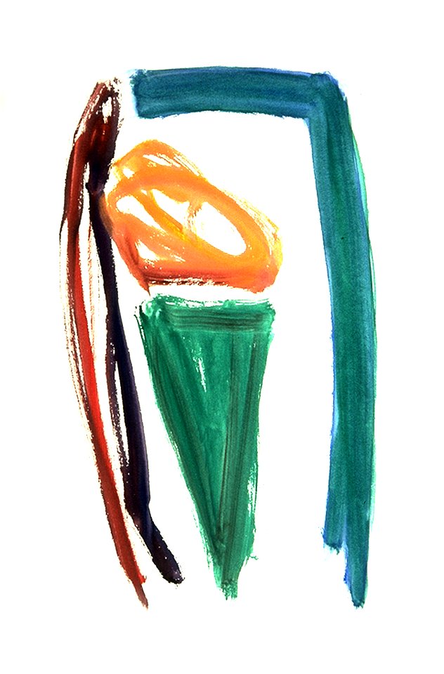 1997 - 'No icecream', basic watercolor art on paper, gouache painting; Dutch Abstract Expressionism art / Hollands abstract-expressionisme; free image in public domain / Commons, CC-BY – painter-artist, Fons Heijnsbroek. Free illustration for personal and commercial use.