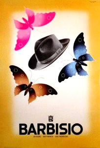ATLA (Giovanni MINGOZZI). Ad for Barbisio hats, c. 1930s.. Free illustration for personal and commercial use.
