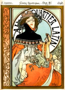MUCHA, Alfons (1860-1939). 🇨🇿 Cover of Quartier Latin, 1898.. Free illustration for personal and commercial use.