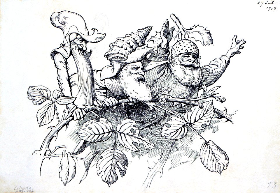 MESTRES i OÑÓS, Apel•les. "El hueste",  ilustración para el poema «Liliana», 1905.
