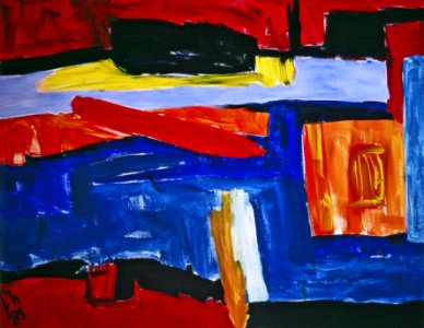 1989 - 'Dutch Winter-landscape', a large abstract painting on canvas for sale - Dutch artist, Fons Heijnsbroek. Free illustration for personal and commercial use.
