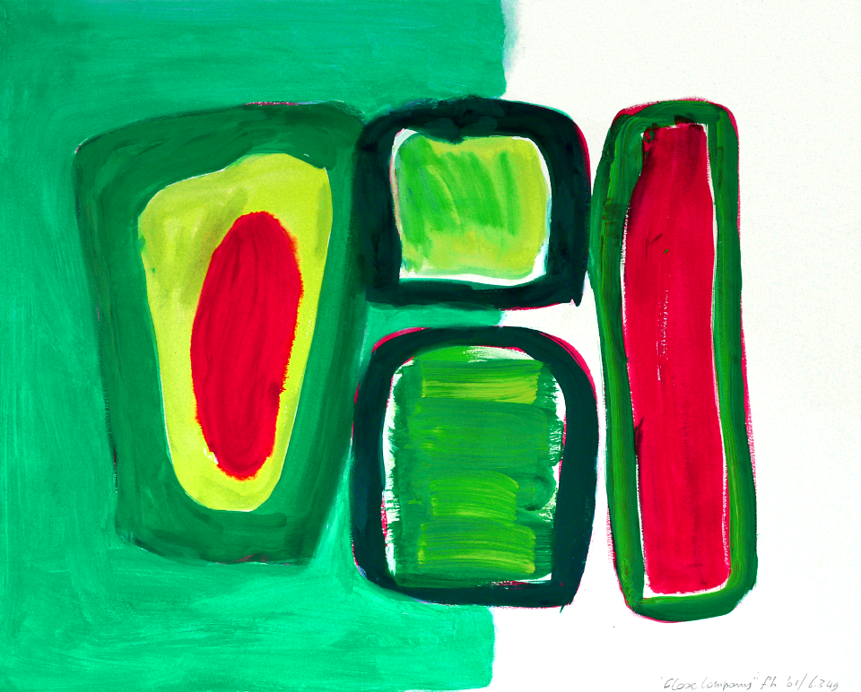 2001 'Close Company, no. 6.349; abstract watercolor art - a gouache painting on paper; Dutch painter Fons Heijnsbroek, free art picture in the public domain, CCO
