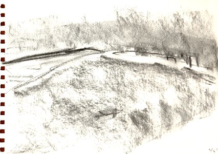 1990 - 'Sketch of wide beach', landscape near Zandvoort and the sandy shore of the North-sea; A high resolution art image free download to print, in public domain / Commons, CC-BY, artist, Fons Heijnsbroek. Free illustration for personal and commercial use.