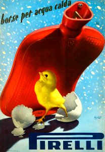 BOCCASILE, Gino (1901-1952). 🇮🇹 Pirelli, Borse per acqua calda, 1952.. Free illustration for personal and commercial use.