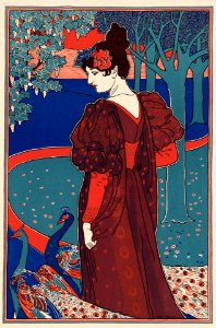 RHEAD, Louis (1857-1926). ‘Woman with Peacocks’ (La Femme au paon), 1897.. Free illustration for personal and commercial use.