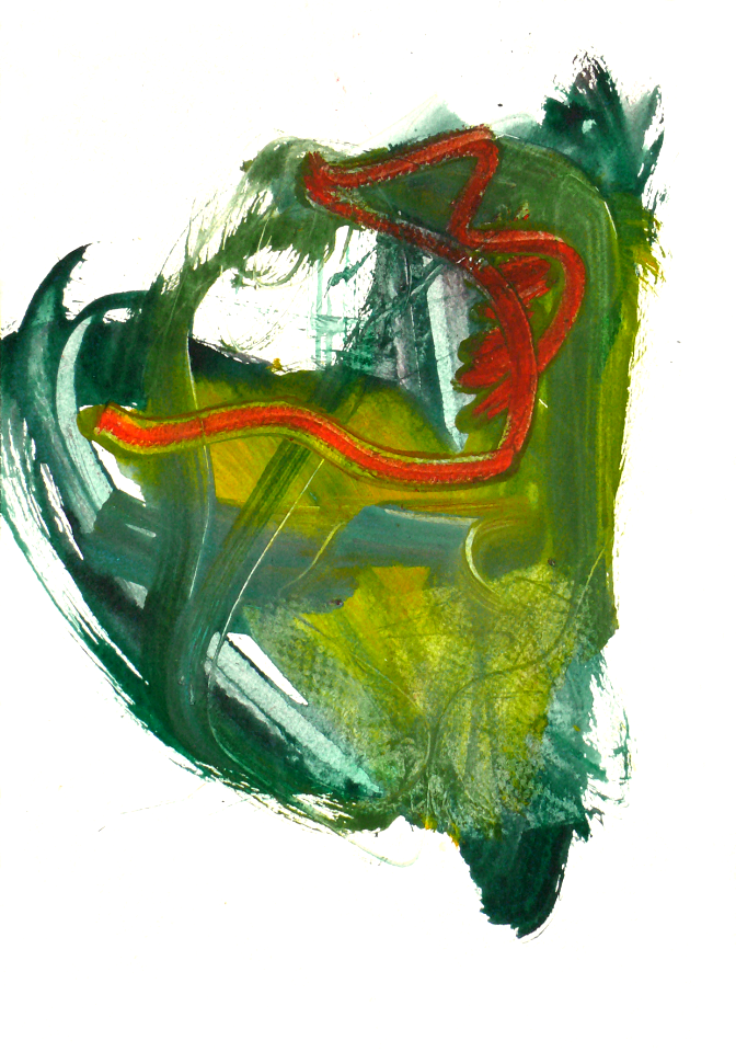 2008 - 'Kitgen 9.', a small watercolor painting on paper, made in gouache paint in 2008; artist Fons Heijnsbroek