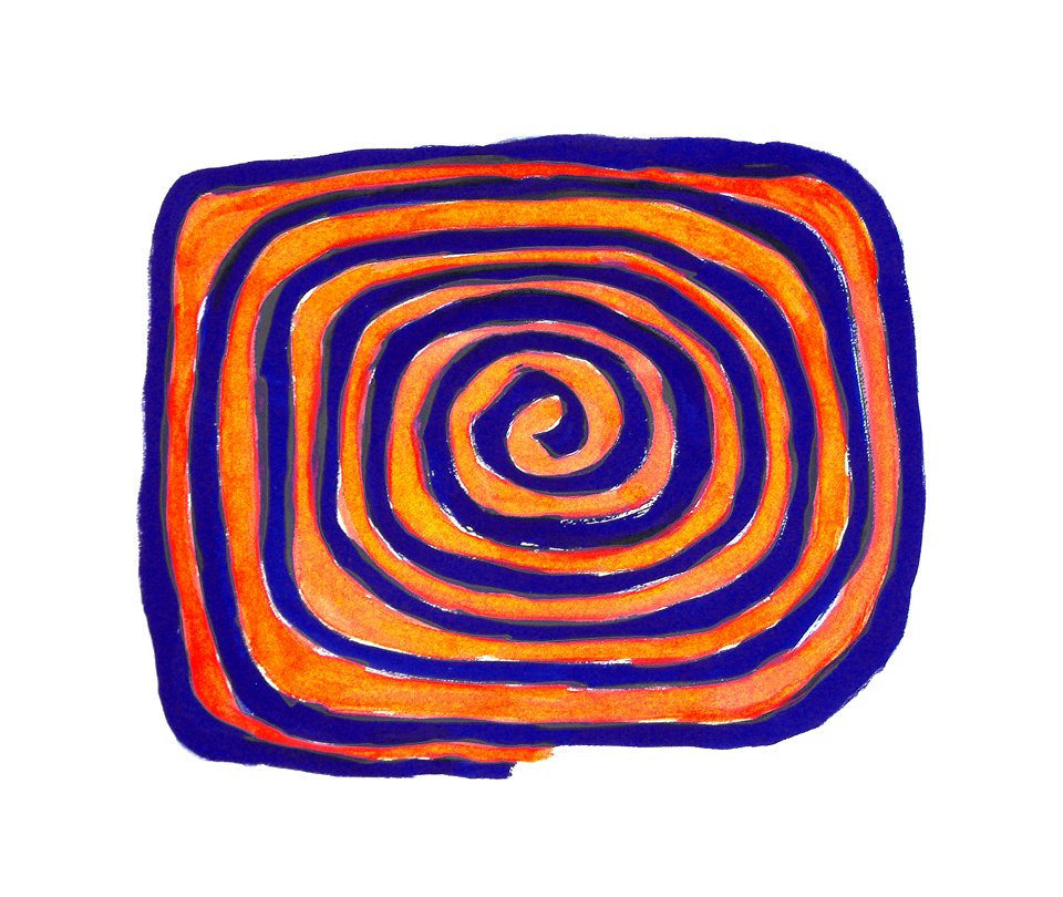 2000 - 'Rectangle Mandala', no 6.328 - orange and blue spirals in rectangle form, in a later print-art version in digital re-painting; free download for art-print; Dutch artist Fons Heijnsbroek. Free illustration for personal and commercial use.