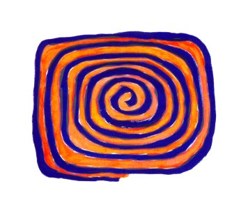 2000 - 'Rectangle Mandala', no 6.328 - orange and blue spirals in rectangle form, in a later print-art version in digital re-painting; free download for art-print; Dutch artist Fons Heijnsbroek