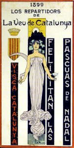 RIQUER YNGLADA, Alexandre de.  Los Repartidors de La Veu de Catalunya felicitan las Pascuas de Nadal, 1899.