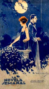 MONTICELLO. Cover of La Novela Semanal (The Weekly Novel), "Luna de hiel"