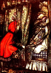 RACKHAM Arthur (1867-1939). 🇬🇧 Red Riding Hood and the Wolf.. Free illustration for personal and commercial use.