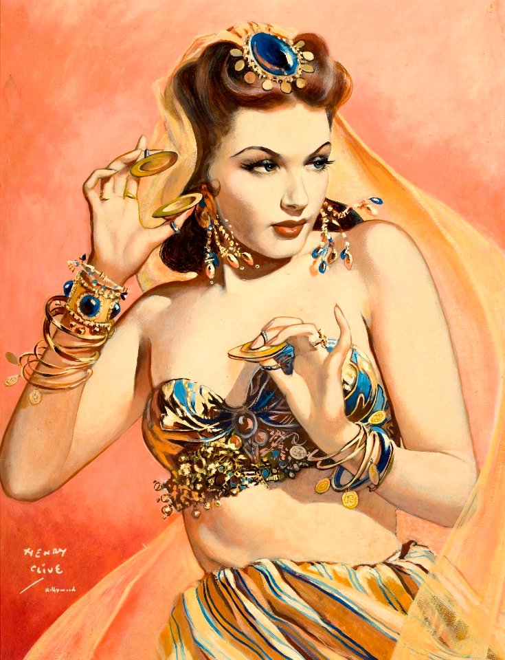 CLIVE, Henry (1881-1960).  🇺🇸  Yvonne de Carlo as Mata Hari, Cover of American Weekly, Feb. 8, 1948.