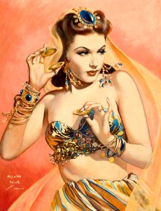 CLIVE, Henry (1881-1960).  🇺🇸  Yvonne de Carlo as Mata Hari, Cover of American Weekly, Feb. 8, 1948.
