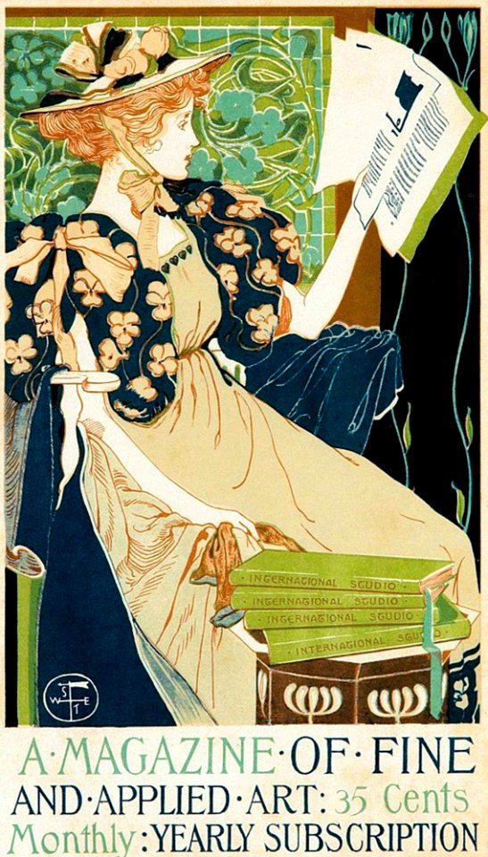 WEST, J. Walter.  The International Studio Magazine, Advertising Calendar [detail], 1897.