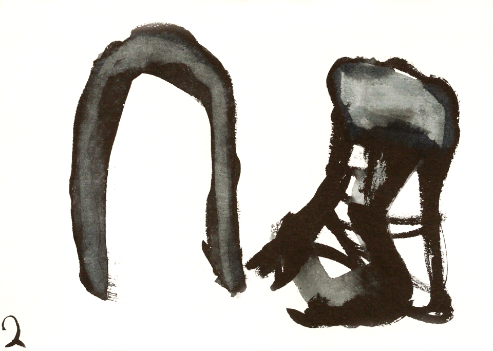 2006 - 'Swedish Windows / Fönster no. 2' small abstract Indian ink drawing art on paper; Dutch artist Fons Heijnsbroek; public domain, free print download