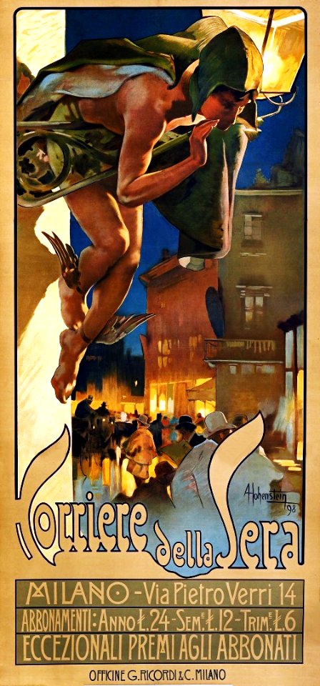 HOHENSTEIN, Adolfo.  Corriere della Sera, Milano, 1898.