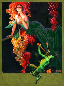 CAMPS i JUNYENT, Gaspar (1874-1942).  🇪🇸  [advertising postcard for wine, with satyr].