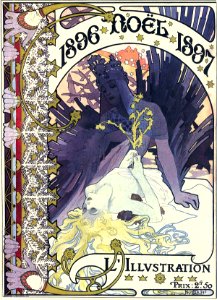 MUCHA, Alfons. Cover of L'Illustration, Noël, Dec. 1896.. Free illustration for personal and commercial use.