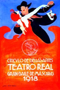 RIBAS MONTENEGRO, Federico. Círculo de Bellas Artes, Teatro Real, Gran Baile de Máscaras, 1918.. Free illustration for personal and commercial use.