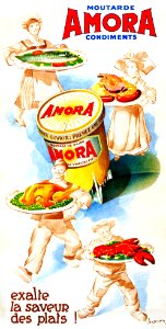 DUPIN, Léon (1898-1971). 🇫🇷  Moutarde Amora, Exalte la Saveur des Plats!, c. 1930s.