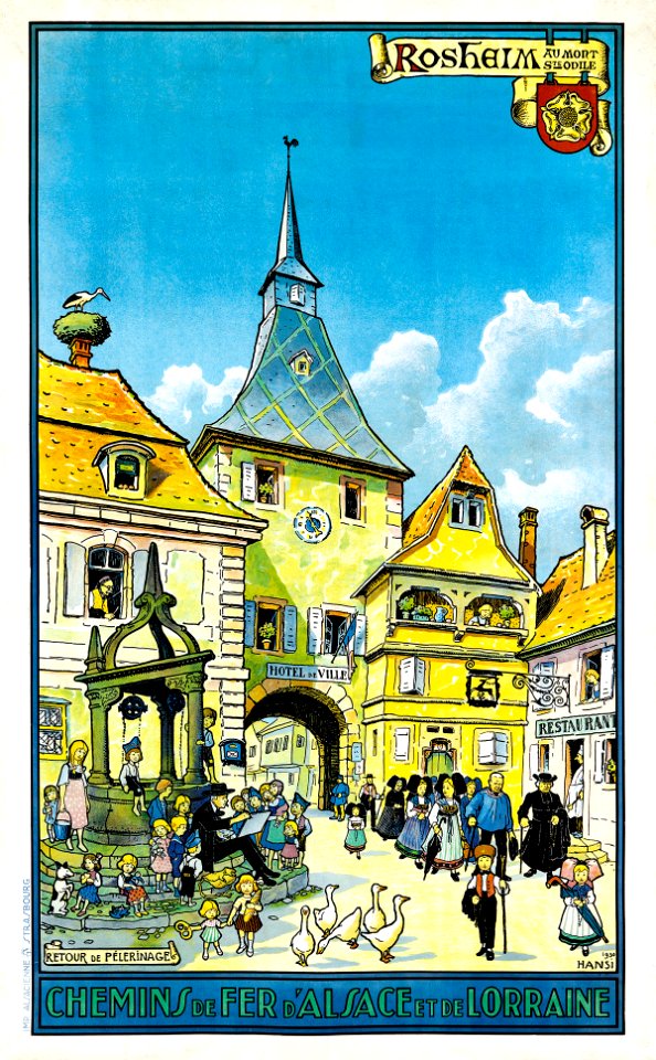 HANSI (Jean Jacques WALTZ).  Rosheim au Mont Ste. Odile, 1930.