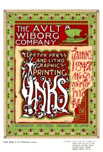 BINNER, Oscar.  Ad for Ault & Wiborg Inks, Greek Style, 1899.
