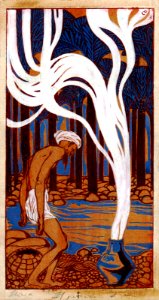 CAMBELLOTTI, Duilio  (1876-1960).  🇮🇹  Illustration for The Arabian Nights, "The Story of the Fisherman", c. 1912.