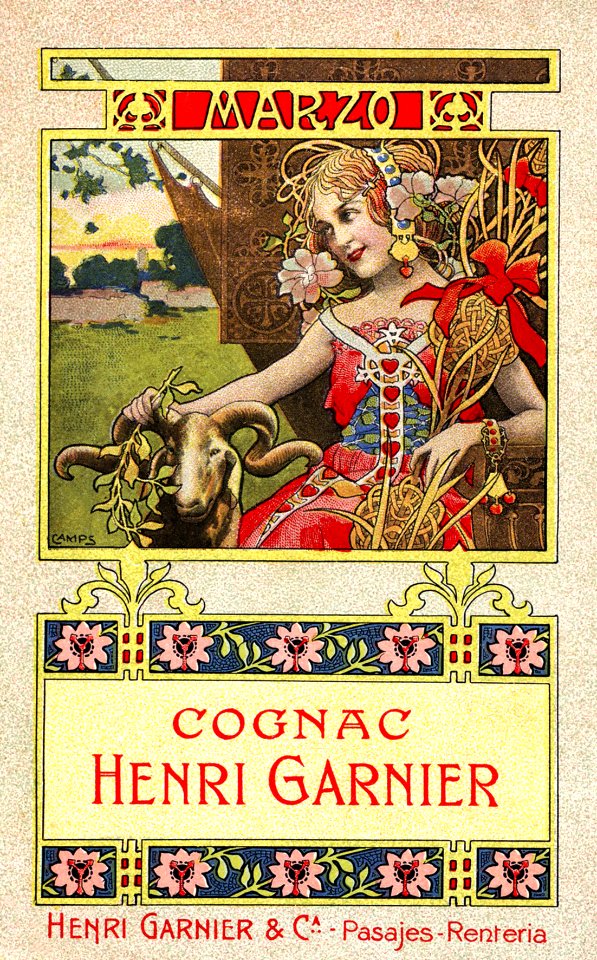 CAMPS i JUNYENT, Gaspar (1874-1942).  🇪🇸  3-March / Marzo, Cognac Henri Garnier.