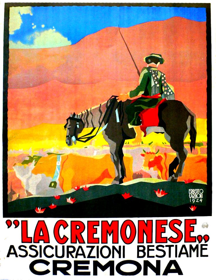 CARBONI, Erberto (LINCE).  "La Cremonese", Assicurazioni Bestiame, Cremona, 1924.