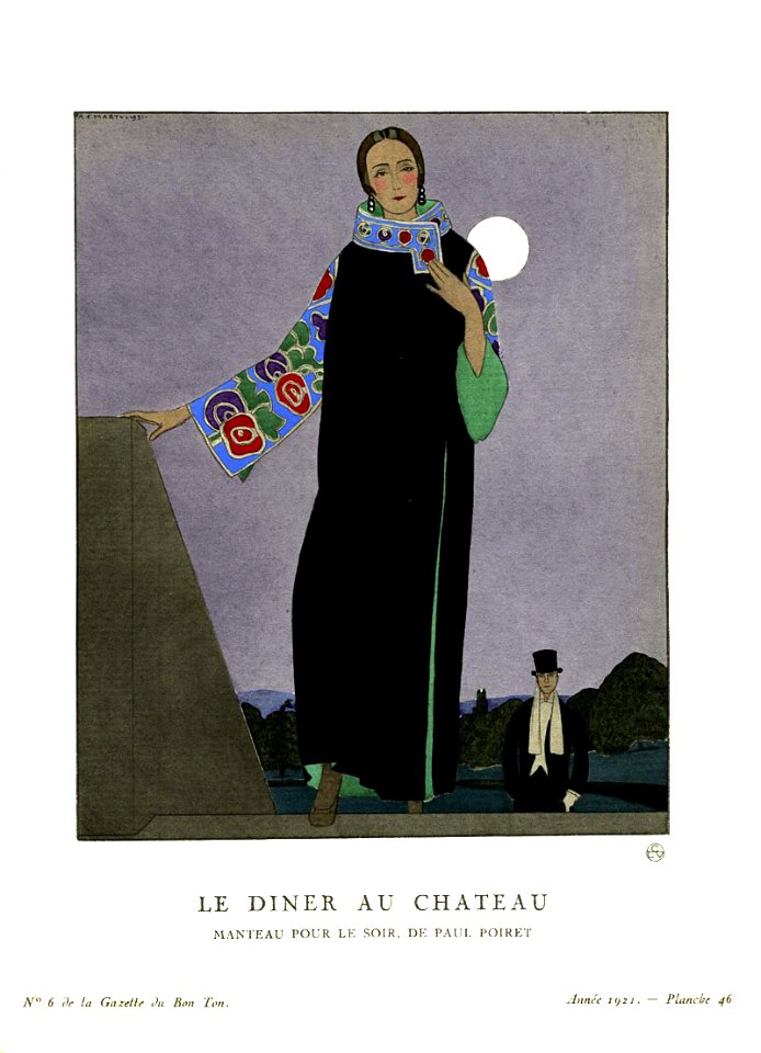 MARTY, André Édouard. 🇫🇷 Le Dîner au Château, Manteau pour le soir, 1921.