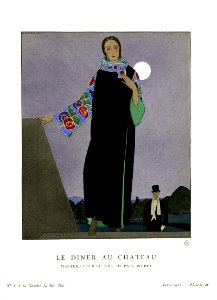 MARTY, André Édouard. 🇫🇷 Le Dîner au Château, Manteau pour le soir, 1921.. Free illustration for personal and commercial use.