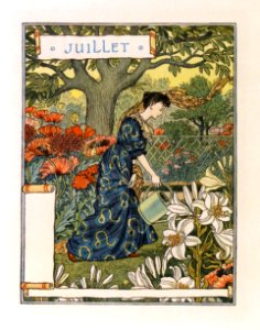 GRASSET, Eugène. Juillet, La Belle Jardinière, 1896.. Free illustration for personal and commercial use.