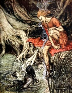 RACKHAM Arthur (1867-1939).  🇬🇧  Rhine maidens from The Rhinegold and the Valkyrie by Richard Wagner, 1910.