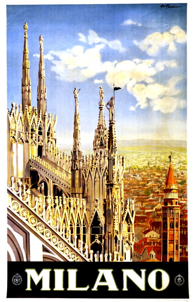 POMI, Alessandro. Travel poster for Milano, c. 1920.