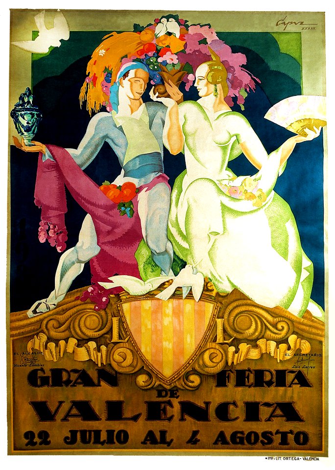 CAPUZ, Pasqual. Gran Feria de Valencia, 22 Julio al 4 Agosto, 1933.. Free illustration for personal and commercial use.