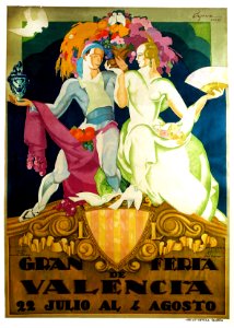 CAPUZ, Pasqual. Gran Feria de Valencia, 22 Julio al 4 Agosto, 1933.. Free illustration for personal and commercial use.