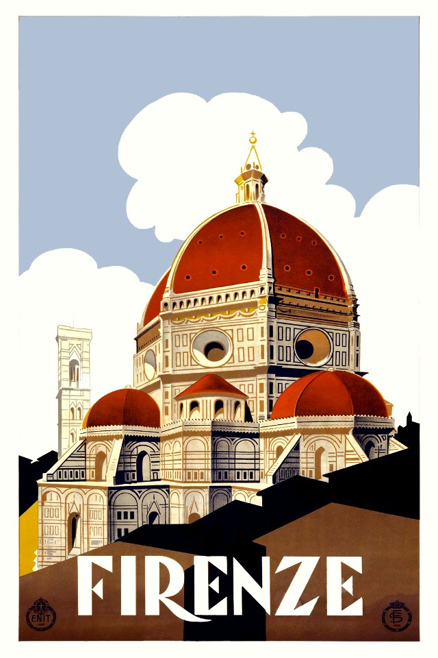 🇮🇹  Firenze, travel poster by ENIT [Ente Nazionale Italiano per il Turismo ('Italian National Agency for Tourism')], c. 1930.