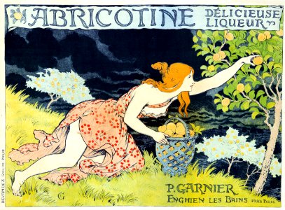 GRASSET, Eugène. Abricotine, Délicieuse Liqueur, c. 1905.. Free illustration for personal and commercial use.