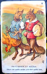 MESTRES i OÑÓS, Apel•les. Proverbios en acción, "Dime con quién andas y te diré quién eres".