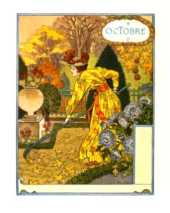 GRASSET, Eugène. Octobre, La Belle Jardinière, 1896.. Free illustration for personal and commercial use.