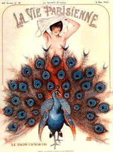LÉONNEC,  Georges Paul Gaston.  "Le Paon Censeur" (The Peacock Censor), La Vie Parisienne, May 1925.