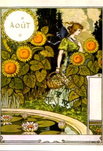 GRASSET, Eugène. Août (August), La Belle Jardinière, 1896.. Free illustration for personal and commercial use.