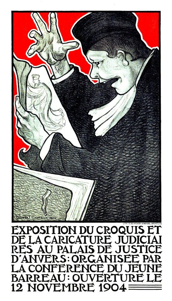 COMBAZ, Gisbert (1869-1941).  🇧🇪  Exposition du Croquis et de la Caricature Judiciaires, 1904.
