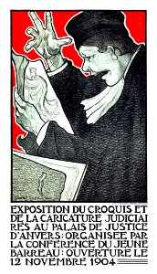 COMBAZ, Gisbert (1869-1941).  🇧🇪  Exposition du Croquis et de la Caricature Judiciaires, 1904.