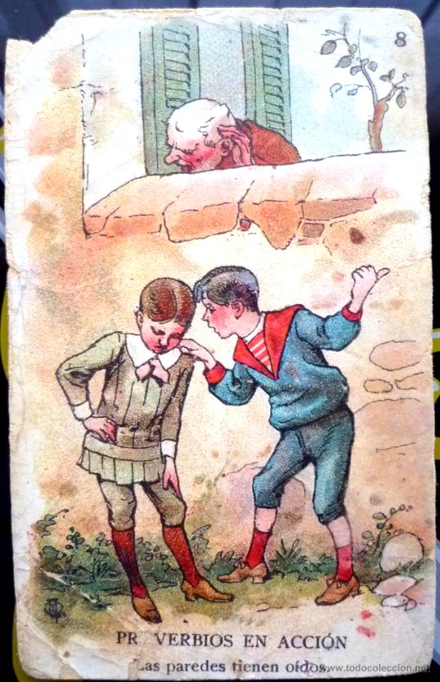 MESTRES i OÑÓS, Apel•les. Proverbios en acción, "Las paredes tienen oídos".