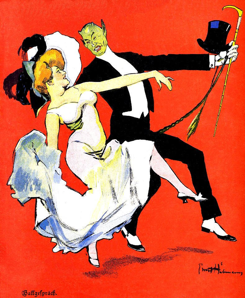HEILEMANN, Ernst (1870-1936).  ‘Ballgespräch’ (Ball Conversation), Lustige Blätter, 1905.